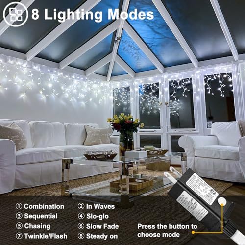 White Christmas Lights Outdoor 66ft 640 LED Icicle Lights for Outside House - Image 5