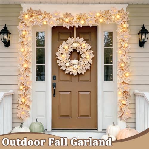 3 Pack Fall Garland with Pumpkin Lights Total 19.5Ft 60LED String Lights - Image 5