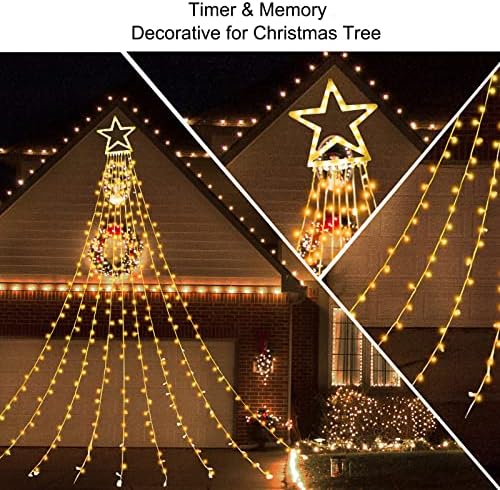 ZTX Christmas Star String Lights,11 Lighting Modes Christmas Decorations Clearance Outdoor 11Ft Waterfall Christmas Tree Lights for Christmas,New Year,Birthday(Warm White) - Image 3