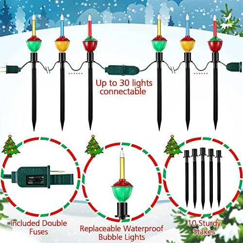 Sumind 2 Set 18 FT Christmas Walkway Lights Outdoor, 10 Bulbs Plug in - Image 4