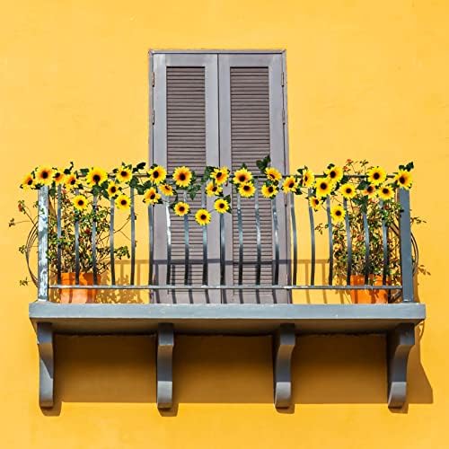 Uieke 10 Pack Artificial Sunflower Garland, 8.2ft/Pcs Silk Sunflowers with Green Leaves, Flowers Vines for Room Home Kitchen Garden Wedding Arch Bridal Baby Shower Party Outdoor Decor - Image 2