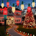 Brightown C9 Christmas Lights Outdoor, 25.7 Ft Strawberry C9 Christmas Pathway Lights with 20 LED Bulbs and Stakes, Christmas Decorations Outside Walkway Sidewalk Holiday, Red and Warm White by Brightown