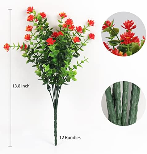 RECUTMS Artificial Fake Orange Flowers,Spring Faux Outdoor Plastic Plants - Image 2