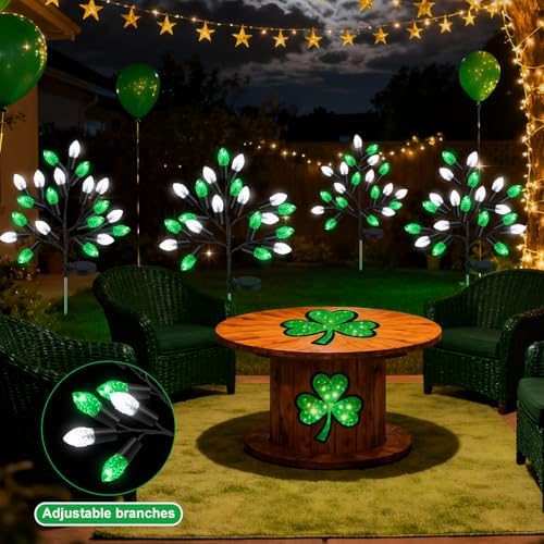 Glooglitter 4 Pcs ST Patricks Day Solar Pathway Lights Outdoor Decorations - Image 5