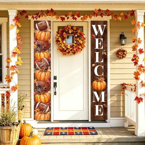 Fall Welcome Banner Porch Sign Football Banner Front Door Outdoor Decor - Image 4