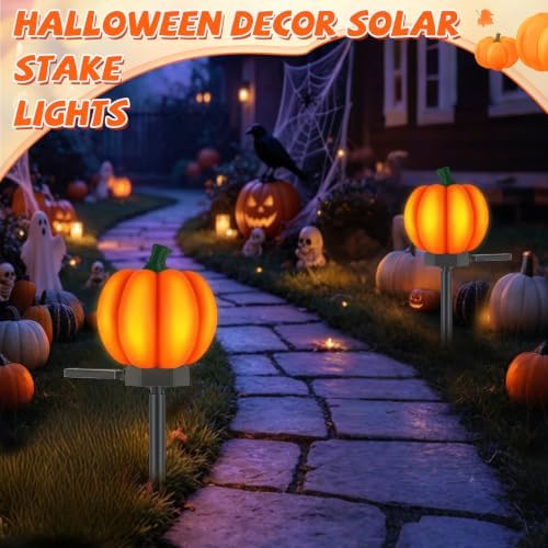 1 Pack Pumpkin Solar Lights Outdoor Halloween Decor Fall Solar Stake Light - Image 7