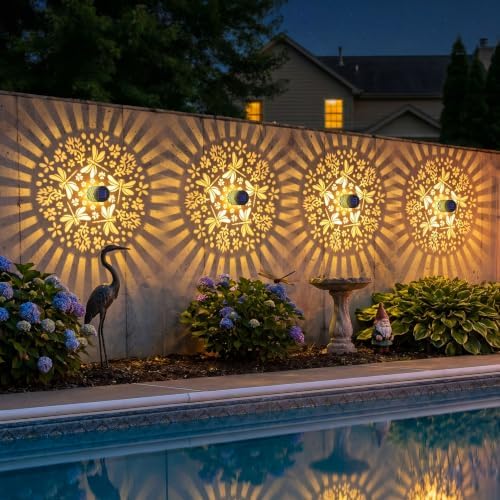 Gardsee Solar Fence Lights 6 Pack Solar Deck Lights Waterproof LED Solar Powered Step Light Wall Lights Outdoor Decorations Warm Yellow Light Decorative Lighting for Garden (Black 8) - Image 3