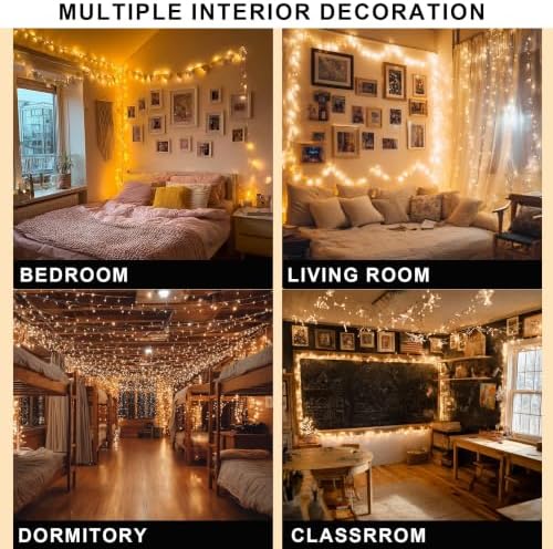 Dazzle Bright Christmas String Lights, 100 FT 300 LED Connectable Waterproof String Lights Clear Wire with 8 Modes Timer, Christmas Decorations for Indoor Outdoor Xmas Party Yard Garden (Warm White) - Image 6