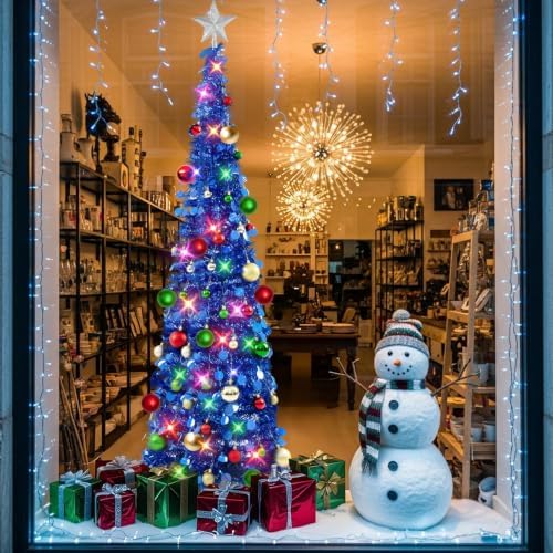 N&T NIETING Pop Up Christmas Tree with Lights & Ornaments, 5FT, Royal Blue - Image 6