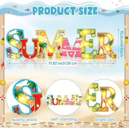 Geetery Summer LED Wooden Sign Watermelon Wooden Words Sign - Image 3