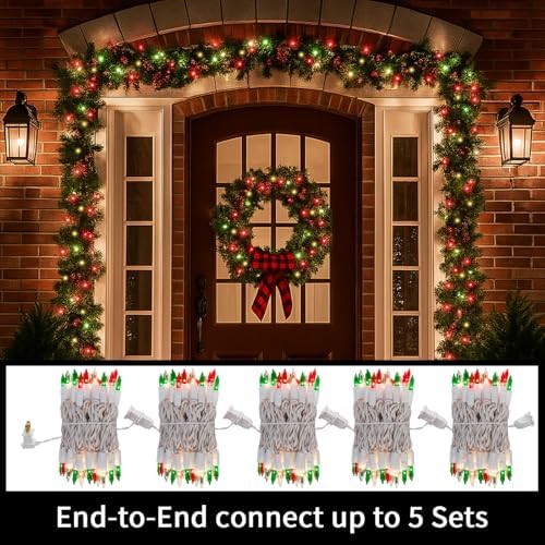 LAMPHOME Super-Bright Extendable Red Green Clear Christmas Lights Decoration 100Lights 19.6ft UL Certified Mini Bulb String Lights for Outdoor Christmas Tree Garden Patio Wedding Decor - Image 4