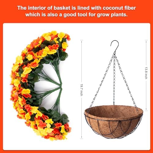 Artificial Fall Hanging Flowers with Basket for Outdoor UV Resistant - Image 2