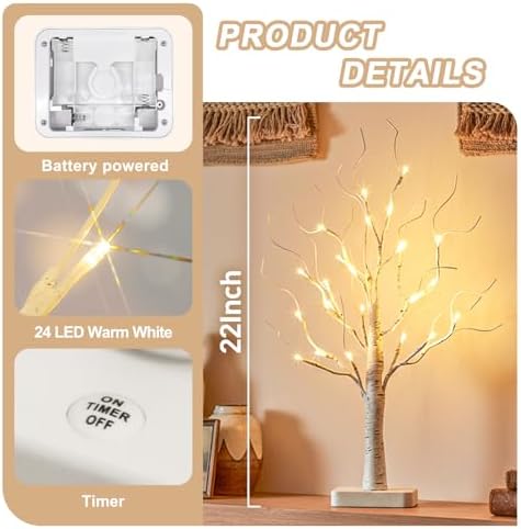 EAMBRITE Lighted Birch Tree with LED Lights Christmas Decorations Indoor - Image 3