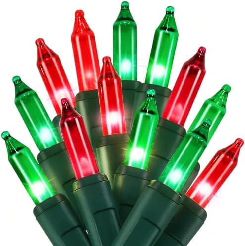 Red&Green Christmas String Lights, 100 Count Incandescent Mini Lights by Unknown