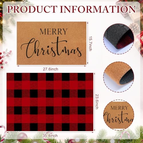 Tinideya 2 Pcs Christmas Layered Doormat Set, Merry Christmas - Image 3