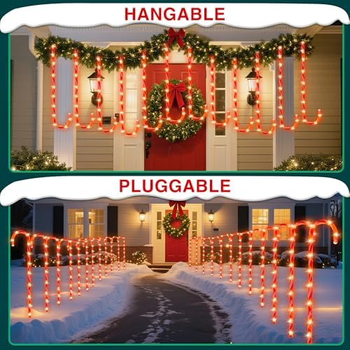 COOWUFAN 28" Christmas Candy Cane Pathway Markers Lights, Set of 24 Pack Christmas Outdoor Decorations, Waterproof Candy Cane Decor for Indoor Outside Yard Garden Patio Lawn - Image 6