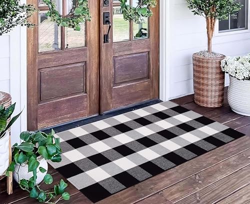 Buffalo Plaid Outdoor Rug 24"x51" Fall Front Door Mat Layering Porch Rug - Image 5