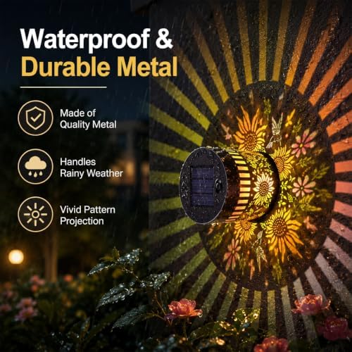 Solar Sunflower Projection Wall Light,Waterproof Fence Lamp - Image 2