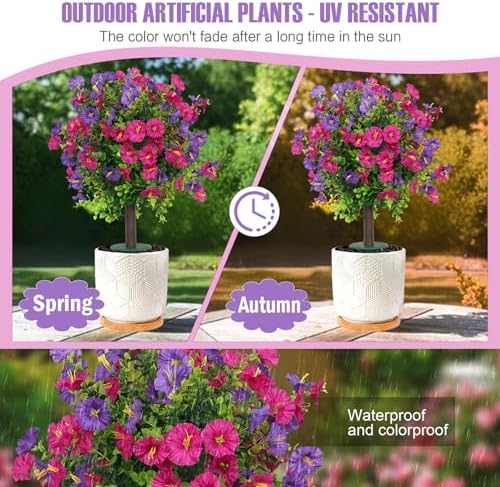 Artificial Shrubs for Outdoors 2‑Pack Blue Purple Garden Yard - Image 2
