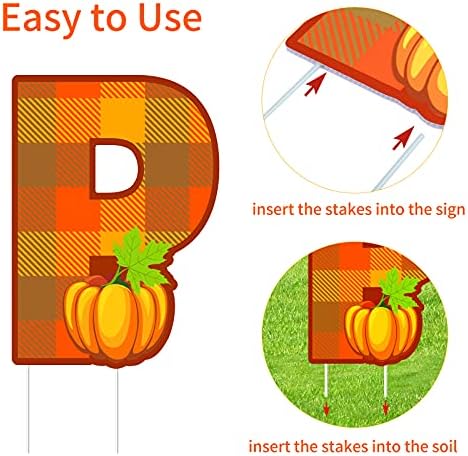 Elcoho 11 Pieces Thanksgiving Yard Signs with Stakes Happy Fall Pumpkin Maple Leaf Lawn Sign Autumn Harvest Lawn Decor for Fall Thanksgiving Home Patio Outdoor Walkway Party Supplies - Image 3
