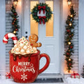 Beeveer Christmas Wooden Standing Front Door Porch Sign Hot Cocoa Gingerbread Man Welcome Standing Vintage Christmas Welcome Decor for Home Farm Front Door Yard Sign by Beeveer