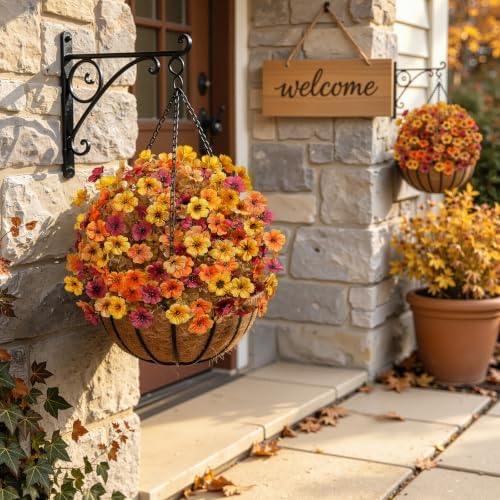Alupssuc 4Pcs Artificial Fall Ball Flowers for Outdoors, Fake Plants - Image 6