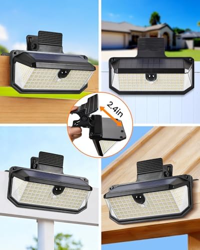 LUHLEE 416 LEDs Clip On Solar Lights Outdoor, 1500LM & 300° Angle Bright Motion Sensor Outdoor Lights with 3 Lighting Mode, IP65 Waterproof Solar Security Light for Fence, Patio, Backyard, Gutter (1) - Image 2