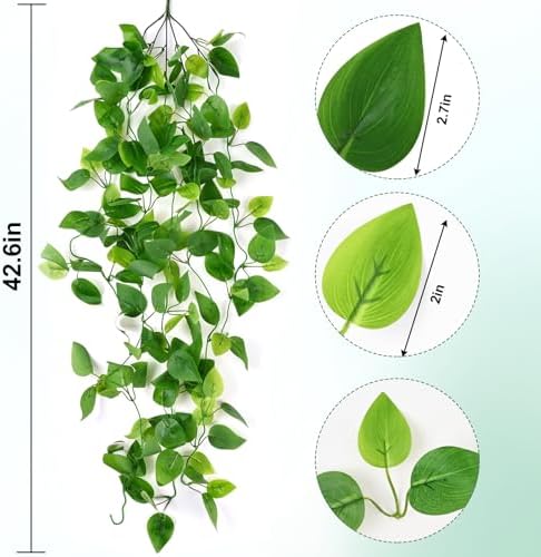 Waipfaru Fake Hanging Plants, 8Pcs Faux Ivy Pothos Vines Greenery - Image 3