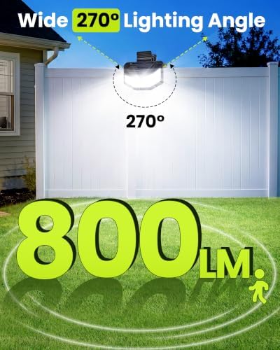 Clip on Solar Lights Outdoor with Motion Sensor, 800LM & 270° Wide Angle Solar Fence Lights Outdoor Waterproof with 115 LEDs, 3 Modes & Portable Security Lights for Chain Link Patio Deck Yard (1Pack) - Image 3