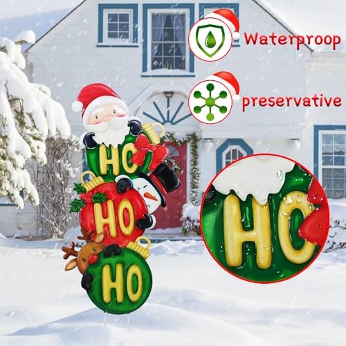 3 Pack Metal Christmas Yard Signs Decor for Multiple Stacked, Christmas Yard Stakes Ball Fall Yard Decor for Outside Garden Lawn Porch - Image 5