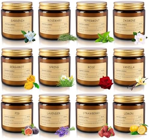 12 Pcs Scented Candles with Added Natural Essential Oils, 3.05oz, Suitable for Various Festivals, Parties, Yoga, and Home Scene. by TLNFHRPI