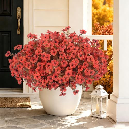 Artificial Fall Flowers Plants for Outdoors Outside Decor, 12 PCS Fake Mums - Image 6