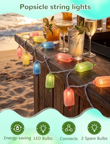 10 LED Popsicle String Lights, Multicolor Ice Cream with 10 Mini LED Bulbs, Indoor Outdoor Plug in Fairy Lights for Christmas Wedding Home Bedroom Summer Patio Decor, White Wire - Image 6