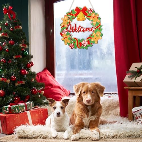 COCHIE Merry Christmas Decorations Xmas Gingerbread Men Welcome Sign - Image 4