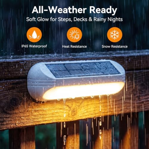 AHAORIGIN Outdoor Solar Lights for Outside, 10 Pack Bright Solar Fence Lights with Multi-Color Changing & Warm White Mode, Upgraded Solar Step Lights Outdoor Waterproof for Garden Deck Post Stair Wall - Image 4