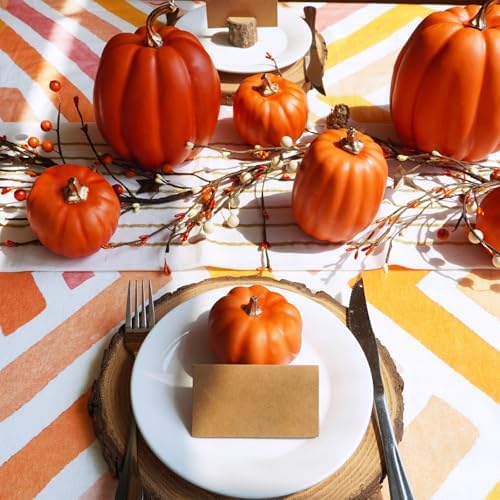 Winlyn 7 Pcs Assorted Harvest Orange Artificial Pumpkins Decorative Pumpkins Foam Pumpkins with Gold Stems for Fall Harvest Autumn Home Wedding Thanksgiving Halloween Party Table Centerpiece Décor - Image 4