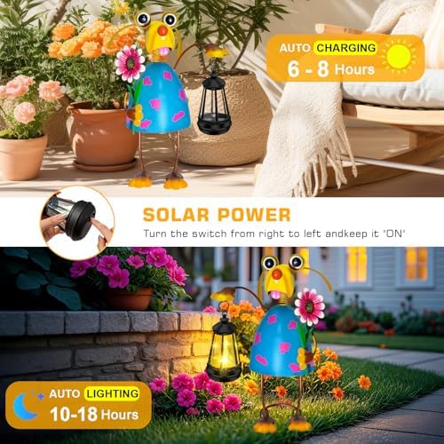 EDOF Solar Garden Lights 13.38in Metal Dog Statue with Solar Lantern Lights - Image 3