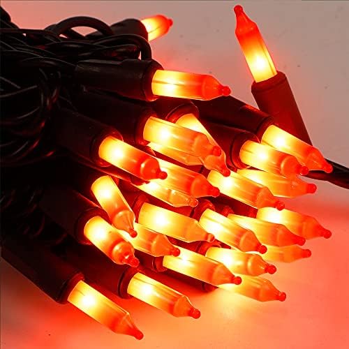 Halloween Lights, 29ft 150 Count Black Wire Incandescent Christmas Mini Lights, 120 V High-Voltage UL Certified Clear Light String Connectable, for Indoor Outdoor Patio Tree Party Home Decor, Orange - Image 3