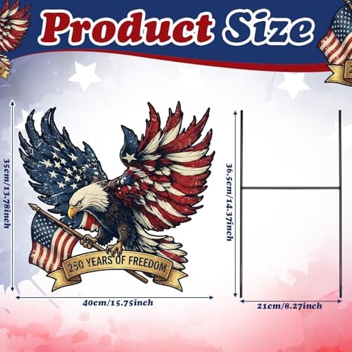 Weysat 4th of July Decoration Outdoor Metal 250th Anniversary Yard Sign Freedom America Patriotic Eagle Garden Stakes Independence Day Lawn Porch Decor for Home Pathway Front Door Yard Patio Decor - Image 4