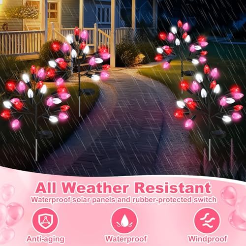 Glooglitter 4 Pcs Valentine's Day Outdoor Decoration Solar Pathway Lights - Image 4