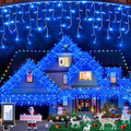 Christmas Icicle Lights Outdoor 132FT 1332 LED Drops Blue by HRANBOTY