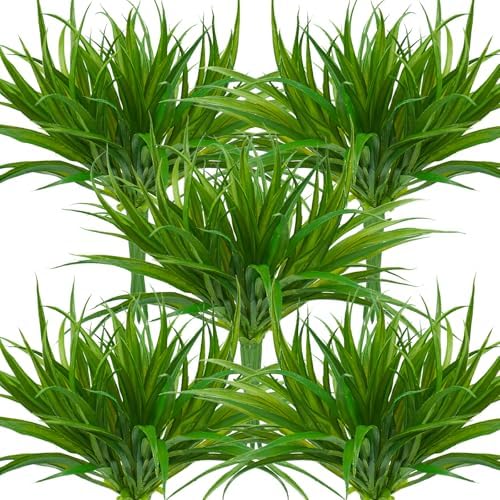 32 Pcs Artificial Grass Fake Plants 17.3in Outdoor Plants UV Resistant Faux Greenery Stems Fake Grass for Home Window Garden Office Patio Pathway Front Porch Halloween Décor Green by Phliofd