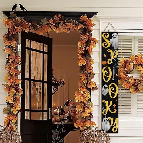 Halloween Welcome Porch Sign Decor Spooky Wooden Hanging Sign Door Porch Standing Decorative Signs Plaques for Front Door Farmhouse Outdoor Indoor Welcome Sign Wall Craft Decor 47.2"H - Image 7