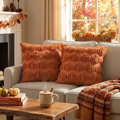 AVOIN colorlife Caramel Fall Pumpkin Throw Pillow Covers 18x18 Inch - Image 2