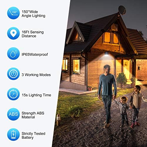 SEZAC Solar Lights Outdoor,3 Modes Motion Sensor Security Light Wall Light - Image 2