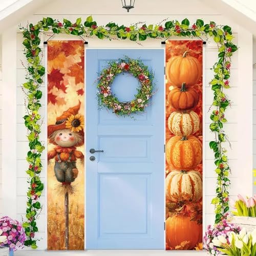 BlissYard Fall Scarecrow Porch Banner 12x71 Inch - Image 4
