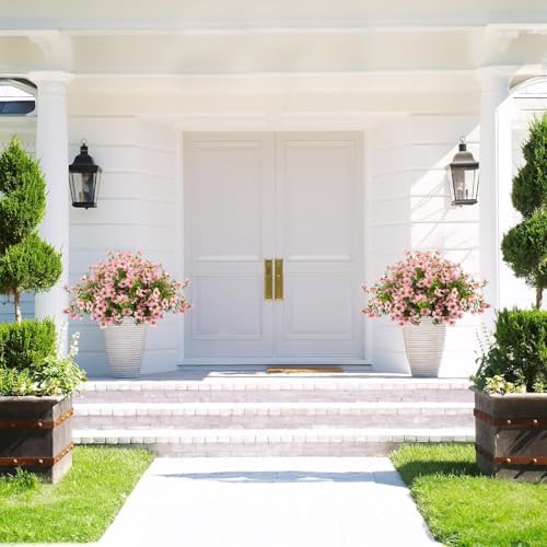 Grunyia Artificial Fake Flowers for Outdoor Spring Decoration, 16 Bundles Faux Silk Colorful Daisy UV Resistant Realistic for Outside Porch Patio Home Yard Garden Planters Pots Window Box (Pink) - Image 4