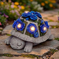 Solar Garden Outdoor Decor Turtle Statue with Dark Blue Roses & 7 LED Lights – Outside Tortoise Decor for Yard Patio Balcony & Backyard - Home House Decoration Art- Gift for Women Mom & Grandma by Snclriao