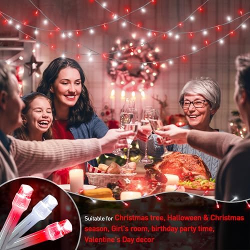 JMEXSUSS 200 LED Red and White String Lights Indoor Outdoor - Image 3