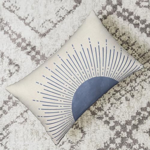 Summer Blue Pillow Covers 12x20 Set of 2 Stripes Sunshine Decorations Outdoor Throw Pillows Boho Sunset Sun Decorative Pillow Cases Linen Farmhouse Lumbar Cushion Cover for Couch Sofa Decor - Image 3